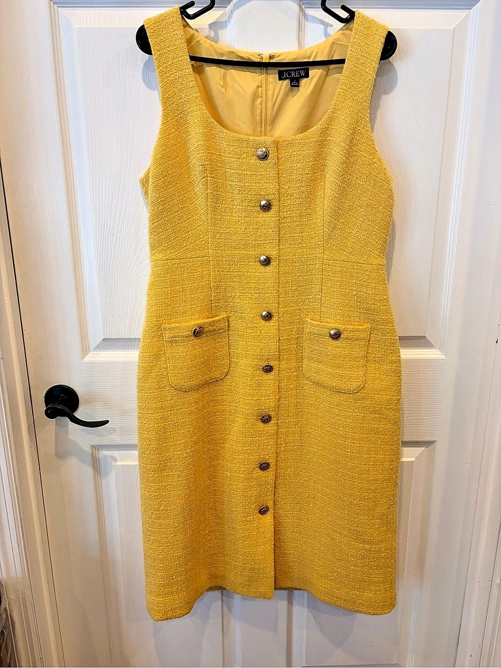 J.Crew Sophia Sleeveless Midi Dress in Tweed Yellow Size 12